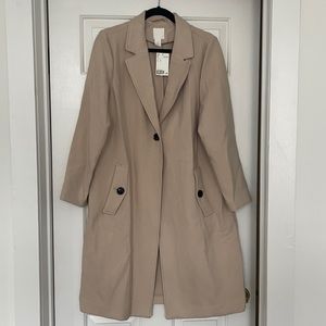 *NWT* HM Woven Trench-Style Tan Coat, Sz. M